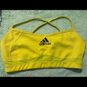Yellow Adidas sports bra